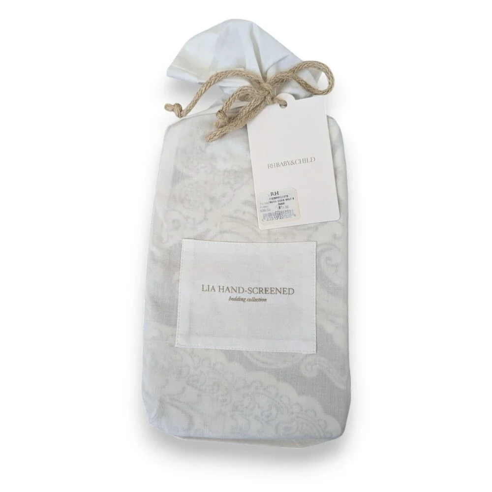 RH Restoration Hardware Lia Hand Screened Standard Pillow Sham Gray 100% Cotton